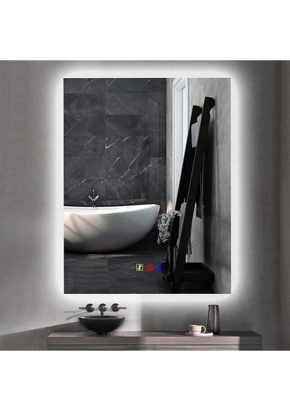 60X80 cm Bluetoothlu Buğu Çözücülü Dokunmatik Işıklı Ledli Banyo Aynası