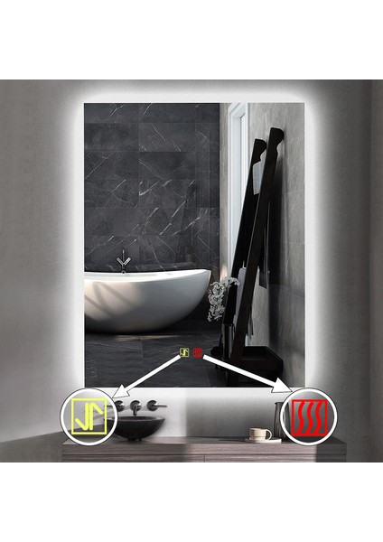 70X100 cm Buğu Çözücülü Dokunmatik Işıklı Ledli Banyo Aynası fiyatları