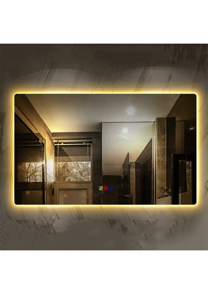 80X100 cm Bluetoothlu Buğu Çözücülü Dokunmatik Işıklı Ledli Banyo Aynası