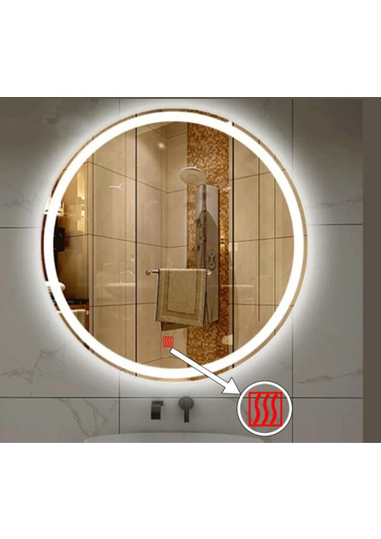 60 cm Çap Buğu Çözücülü Kumlamalı Yuvarlak Banyo Aynası fiyatları
