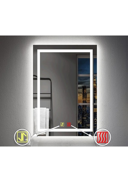 70X120 cm Buğu Çözücülü Dokunmatik Işıklı Kumlamalı Banyo Aynası fiyatları