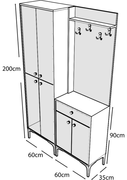 Paris Vestiyer Wood (%100MDF)