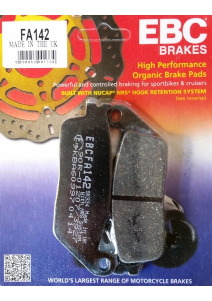 FA142 2014-2018 Honda Cbr 650 F Uyumlu Ön Fren Balatası Organik Balata