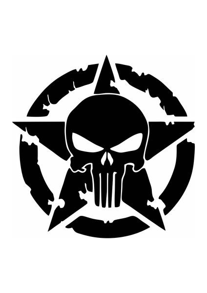Yıldız Punisher Kurukafa Sticker Siyah 20X20 cm