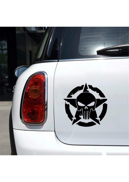 Yıldız Punisher Kurukafa Sticker Siyah 20X20 cm fiyatları