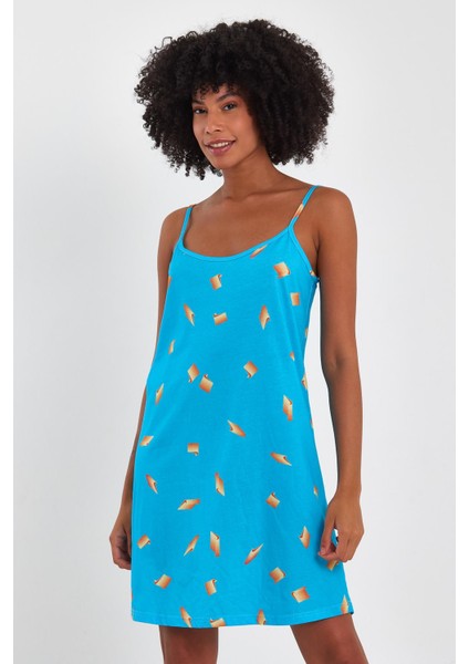 Desenli Ince Askılı Mini Elbise (B23-00128) fiyatları