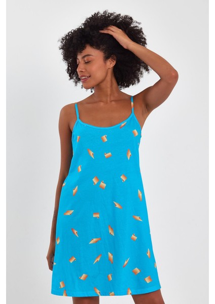 Desenli Ince Askılı Mini Elbise (B23-00128) modelleri