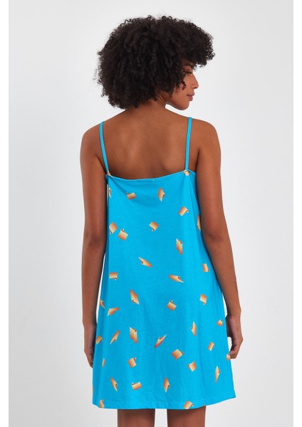 Desenli Ince Askılı Mini Elbise (B23-00128) indirimleri