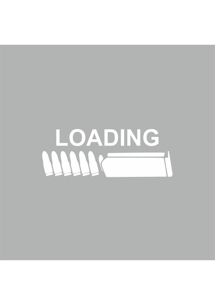 Şarjör Yükleniyor Sticker Beyaz 20X10 cm