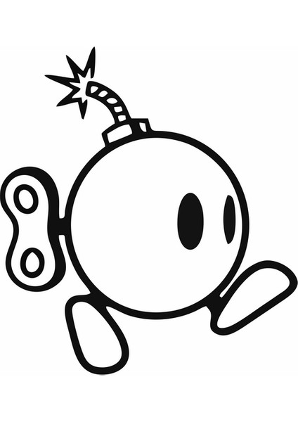 Ayaklı Bomba Sticker Siyah 16X16 cm