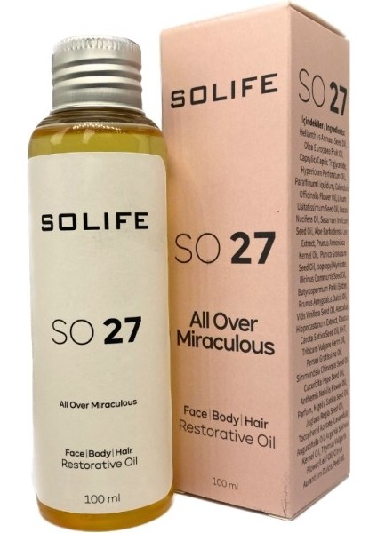 So 27 All Over Miraculous Yüz, Vücut, Saç Bakım Yağı 100 ml