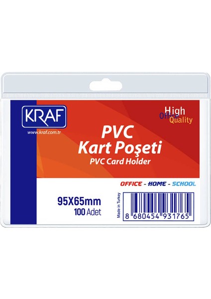 Pvc Kart Poşeti Yatay 95X65 mm 100'LÜ Paket
