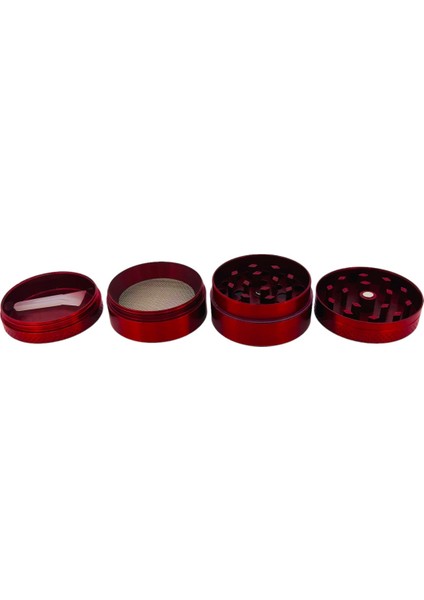 40MM-KIRMIZI Grınder 4 Kat Herbal Baharat Öğütücü Parçalayıcı Paslanmaz Çelik Mıknatıslı Gırgır