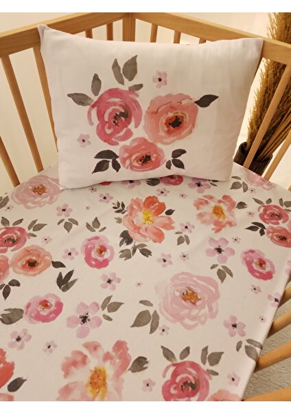 %100 Organik Pamuk Saten Lastikli Çarşaf Set 70×130/20 - Pinkf Lower