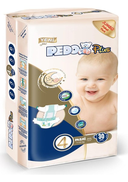 Yeni Plus Maxi 4 Numara Bebek Bezi 30 Adet 7-18KG