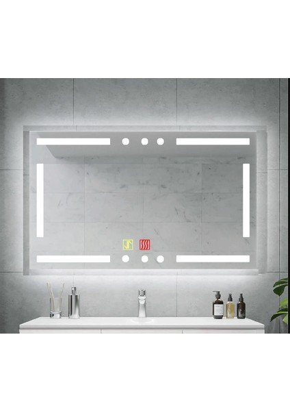 Buğu Çözücülü Dokunmatik Işıklı Kumlamalı Banyo Aynası