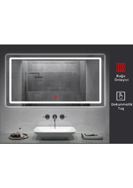 80X120 cm Buğu Çözücülü Kumlamalı Banyo Aynası modelleri