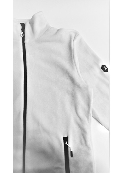 Erkek Tam Fermuarlı Polar - Beyaz fiyatları