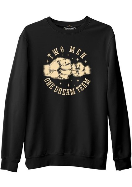 Two Man One Team Siyah Erkek Kalın Sweatshirt