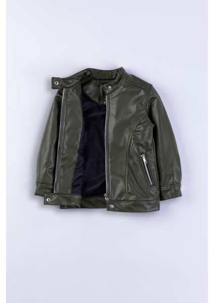 Fermuarlı Erkek Çocuk Deri Ceket