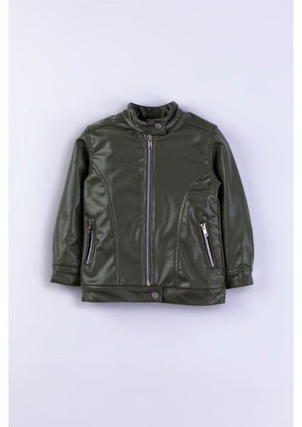 Fermuarlı Erkek Çocuk Deri Ceket
