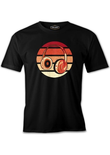 Headphone In Red Tones Siyah Erkek Tshirt