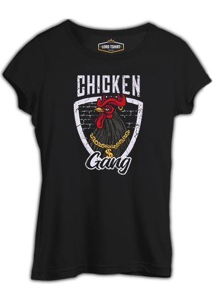 Chicken Gang Siyah Kadın Tshirt