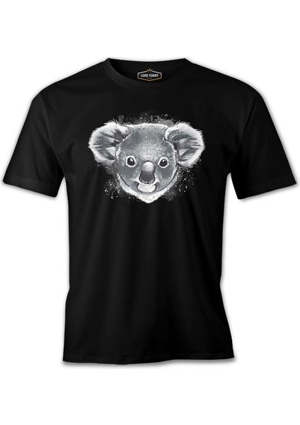 A Koala Bear Head Illustration Siyah Erkek Tshirt