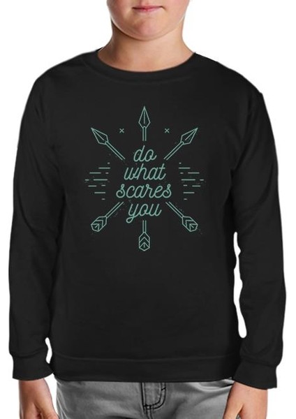 Boho Text And Arrows Siyah Çocuk Sweatshirt