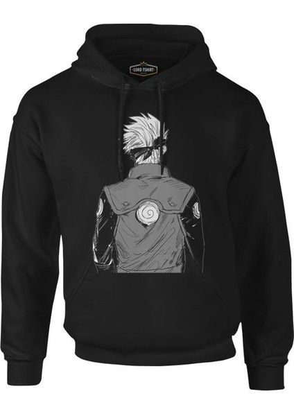 Naruto - Kakashi Back Siyah Erkek Fermuarsız Kapşonlu