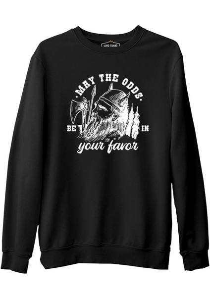 Viking Warrior Axe And Helmet Siyah Erkek Kalın Sweatshirt