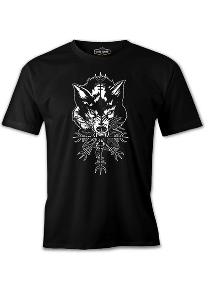 Wild Wolf Head Over A Desing Siyah Erkek Tshirt
