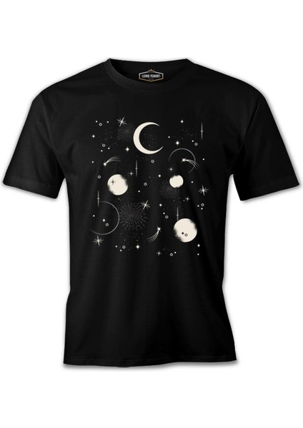 Night Sky With Moon And Stars Siyah Erkek Tshirt