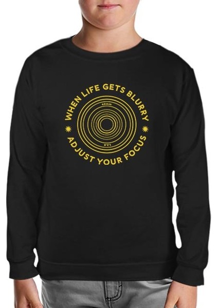Camera Adjust Focus Siyah Çocuk Sweatshirt