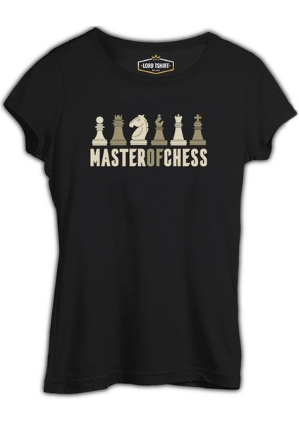 Master Of Chess And Chess Pieces Siyah Kadın Tshirt