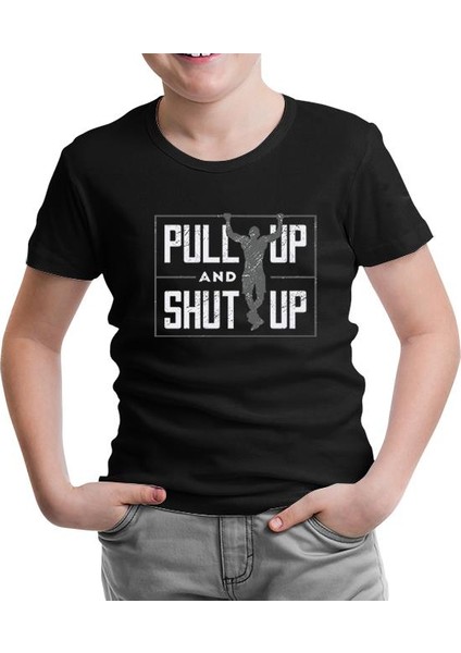 Bodybuilding Pull Up Siyah Çocuk Tshirt