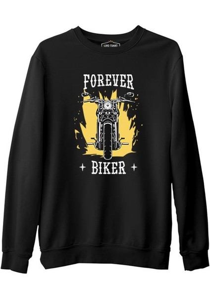 Forever Biker Siyah Erkek Kalın Sweatshirt