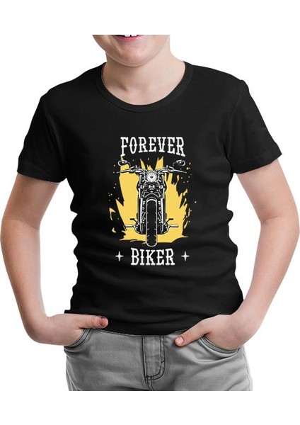 Forever Biker Siyah Çocuk Tshirt