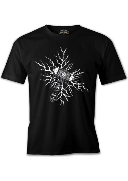 Viking Hammer Lightning Siyah Erkek Tshirt
