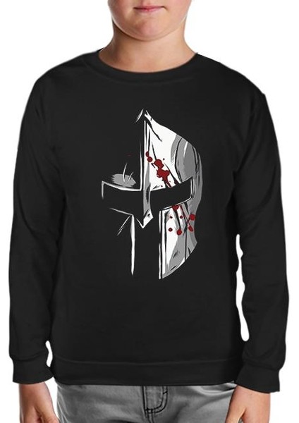 Spartan Warrior Helmet Siyah Çocuk Sweatshirt