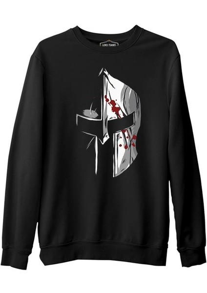 Spartan Warrior Helmet Siyah Erkek Kalın Sweatshirt