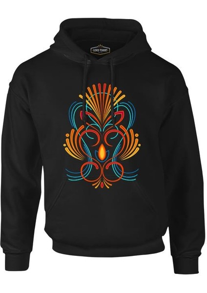 Abstract Colorful Tattoo Siyah Erkek Fermuarsız Kapşonlu