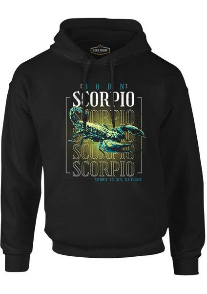 Born Scorpio Siyah Erkek Fermuarsız Kapşonlu