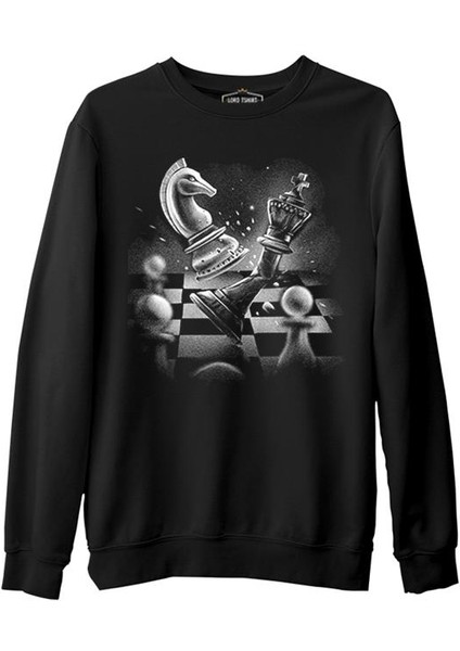 Chess Game With A Broken Queen Siyah Erkek Kalın Sweatshirt