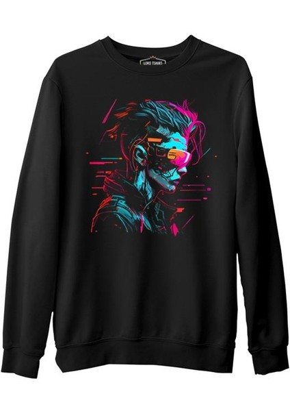 Woman Wearing Vr Glasses Siyah Erkek Kalın Sweatshirt