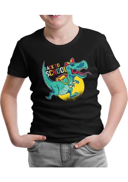 Okula Dönüş - Dinazor Siyah Çocuk Tshirt