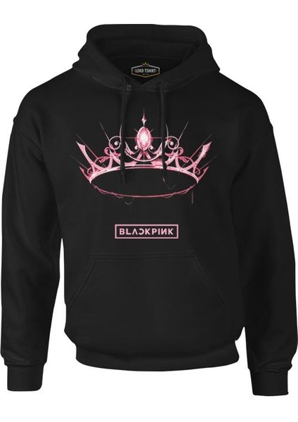 Black Pink - Crown Siyah Erkek Fermuarsız Kapşonlu