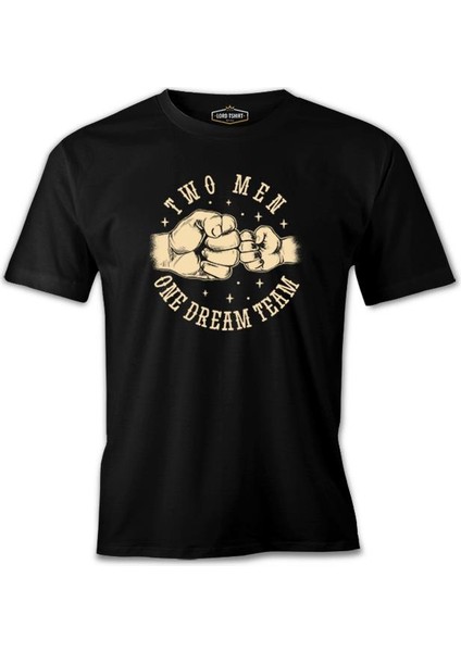 Two Man One Team Siyah Erkek Tshirt