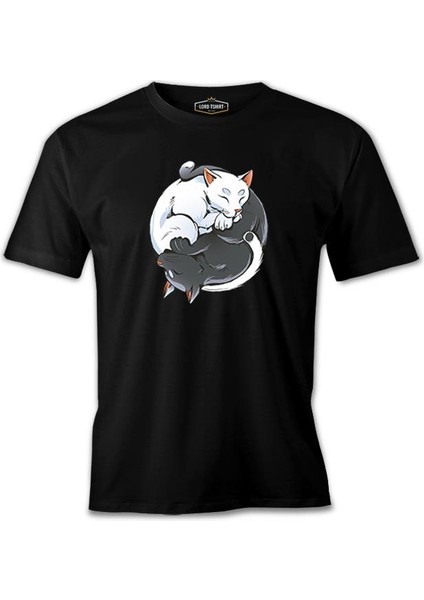 Yin Yan Cats Siyah Erkek Tshirt