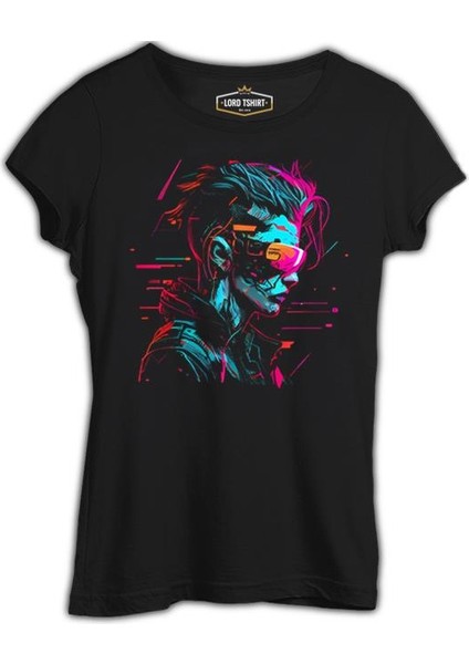 Woman Wearing Vr Glasses Siyah Kadın Tshirt
